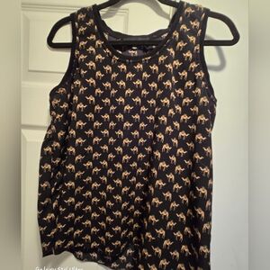 Black Tank Top with Camel Print - Women's Sleeveless Top